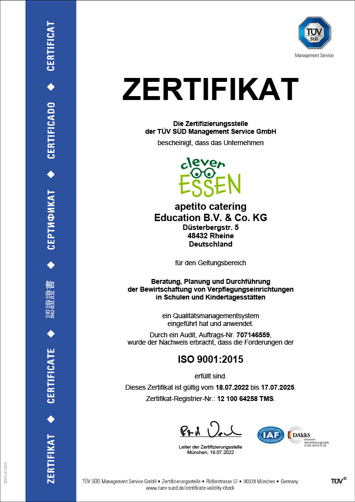 ISO Zertifikat apetito catering Education 2022-20251024_1